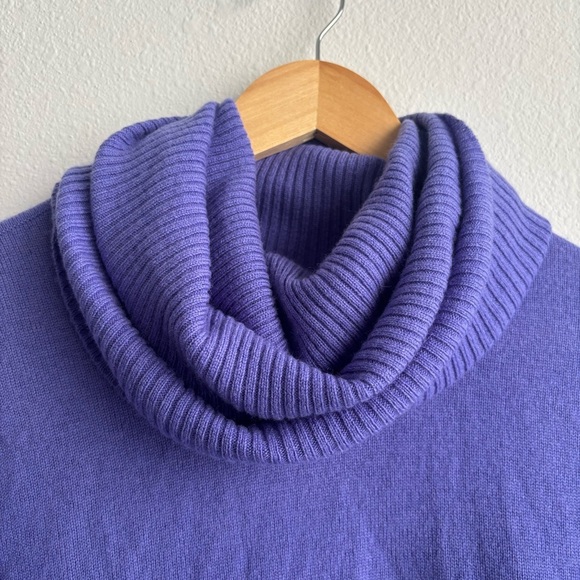 Diane Von Furstenberg Ahiga Purple 90% Cashmere 10% Wool Cowl Turtleneck Sweater - Picture 4 of 11